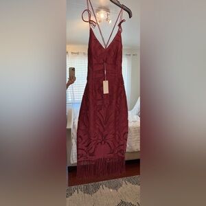 Elegant Burgundy Lace Dress